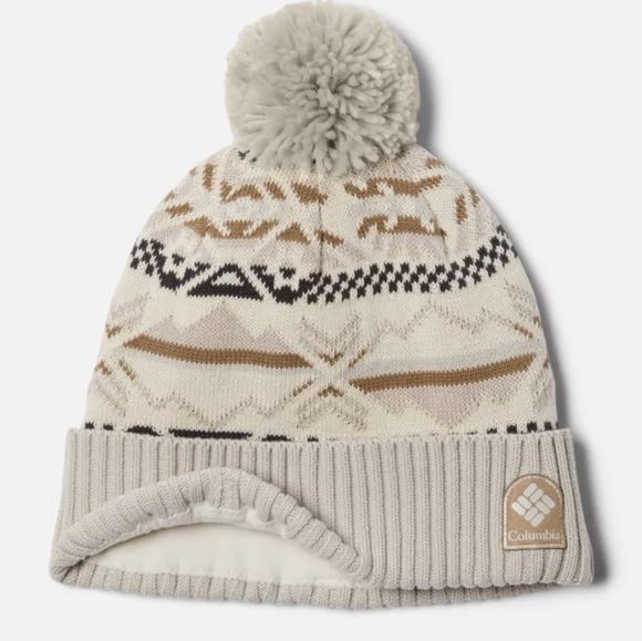 Columbia Unisex Sweater Weather Palmer Peak Pom Beanie Cream & gray - Picture 12 of 12